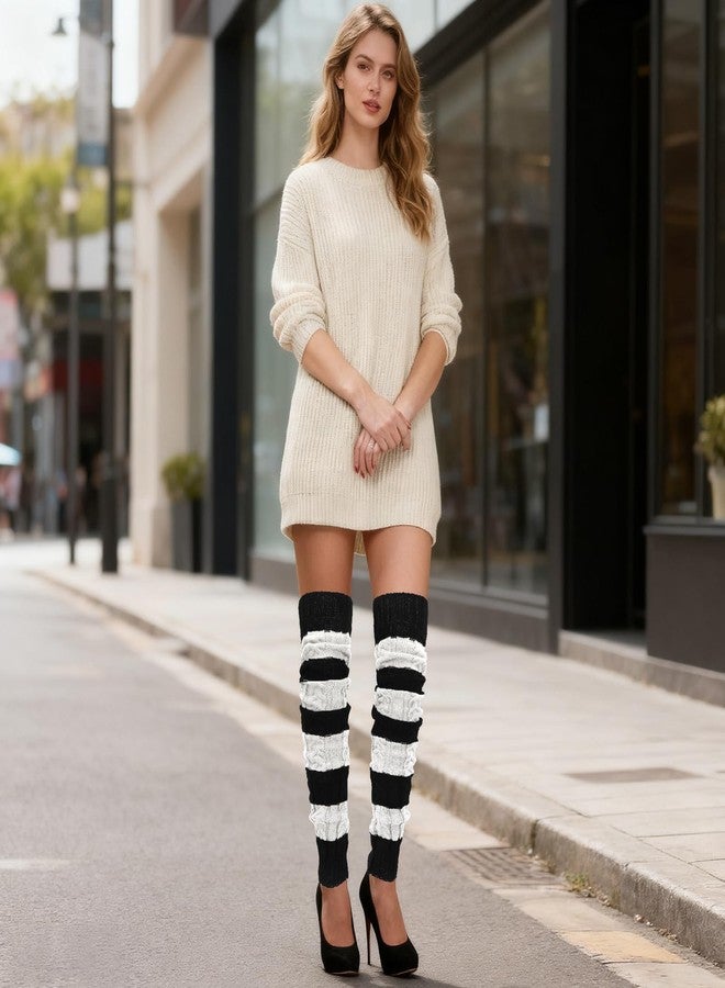 XEPST Leg Warmers for Women, Women's Cable Knit Over the Knee High Boot Winter Socks Long Warm Leg Warmers Soft Thick Thigh High Footless Socks, 70 cm - Image 5